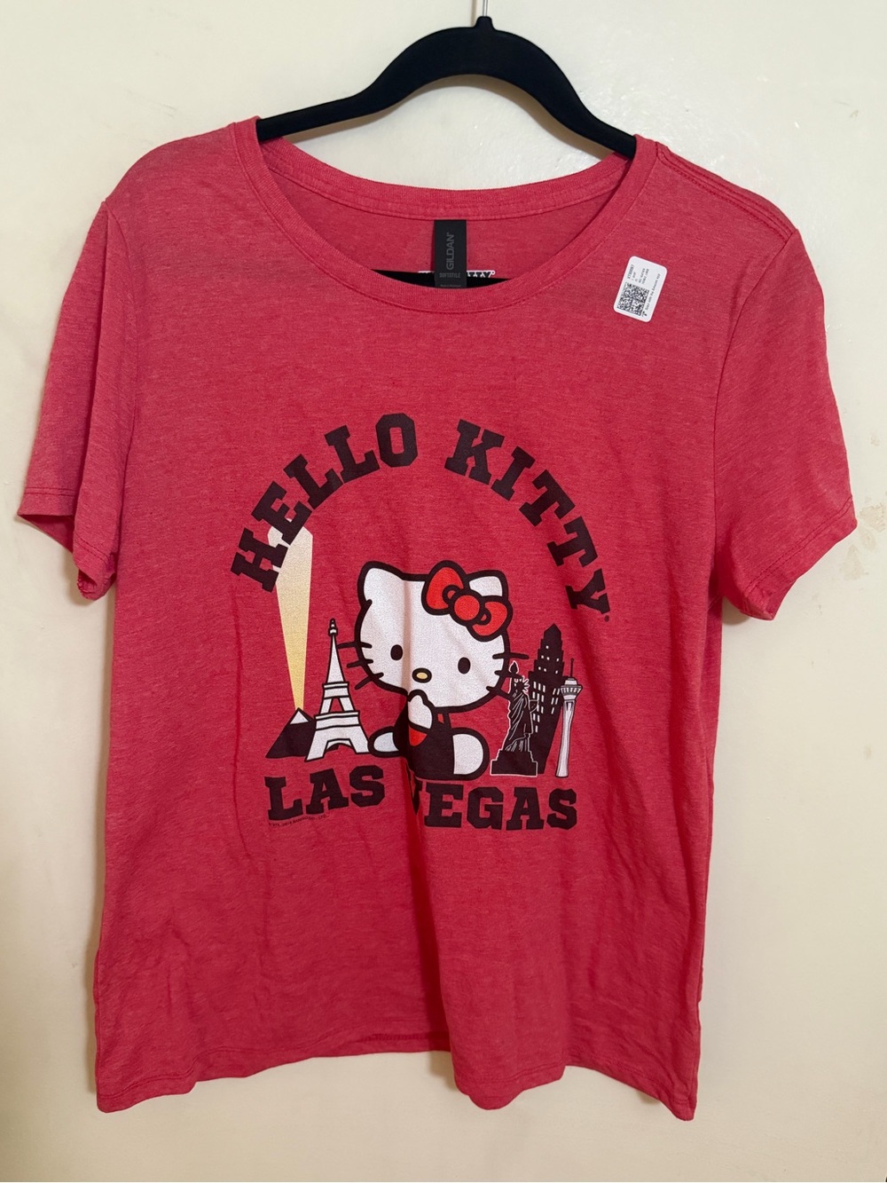 Women’s Hello Kitty Pink Las Vegas logo Short Sleeve Tee Large L